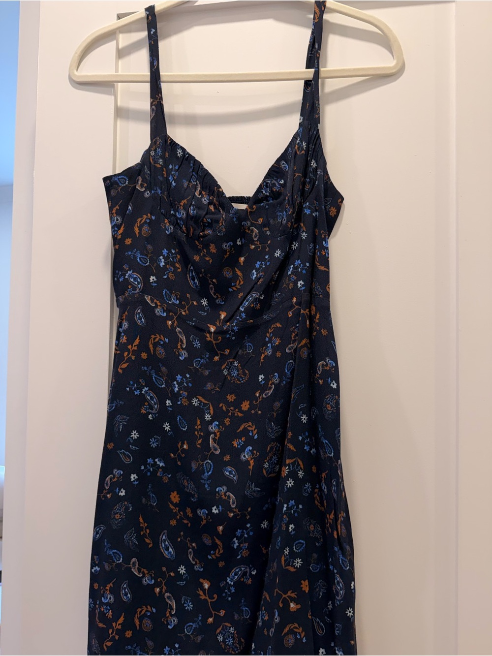 Aritzia Navy Mini Wilfred Dress with Floral Print